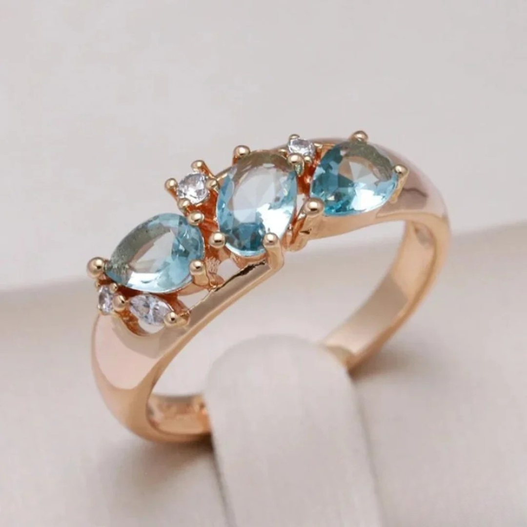 Blue Zirconia Gold Ring