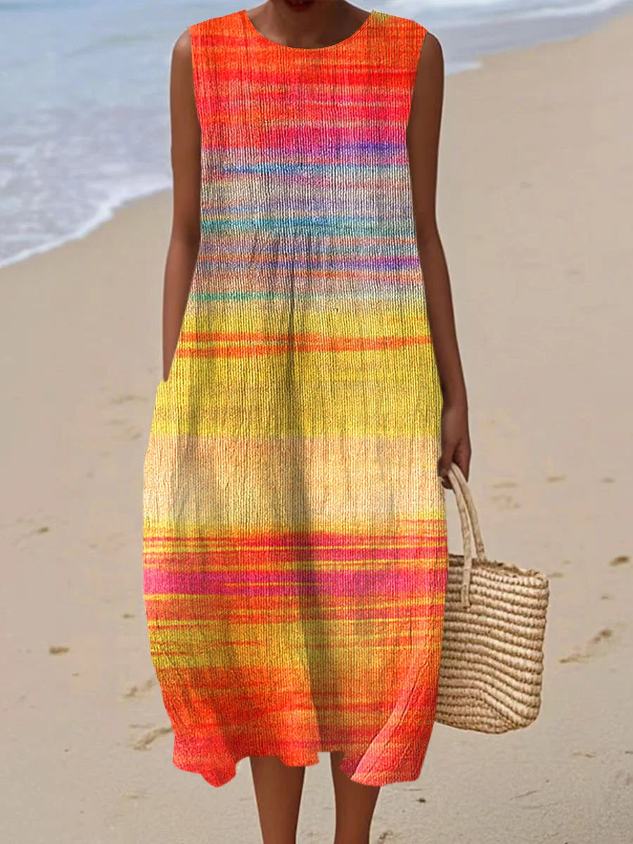 Cassie | Sleeveless Casual Gradient Striped Midi Dress