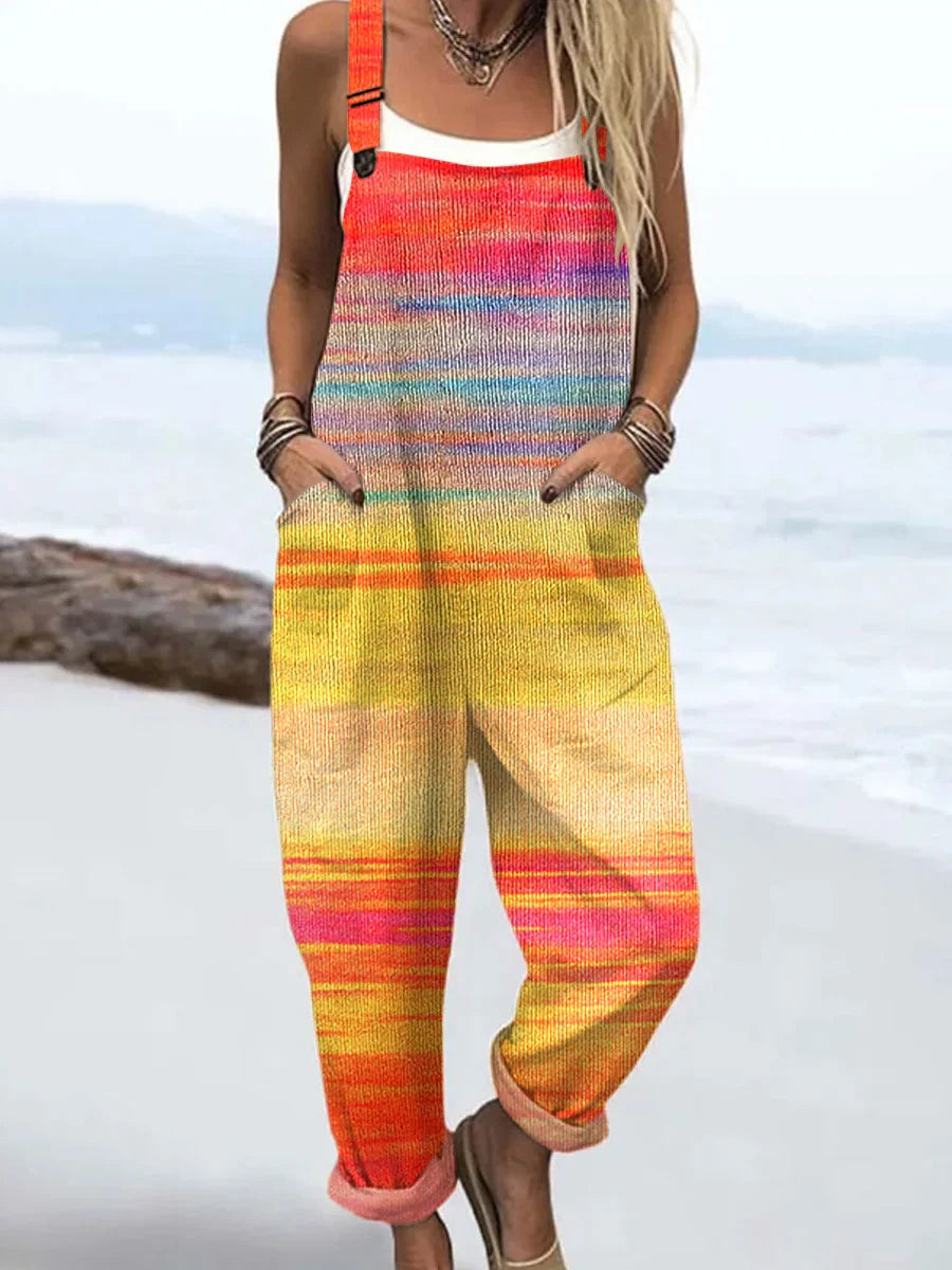 Vintage Casual Gradient Striped Jumpsuit Women - Effortless Style & All-Day Comfort