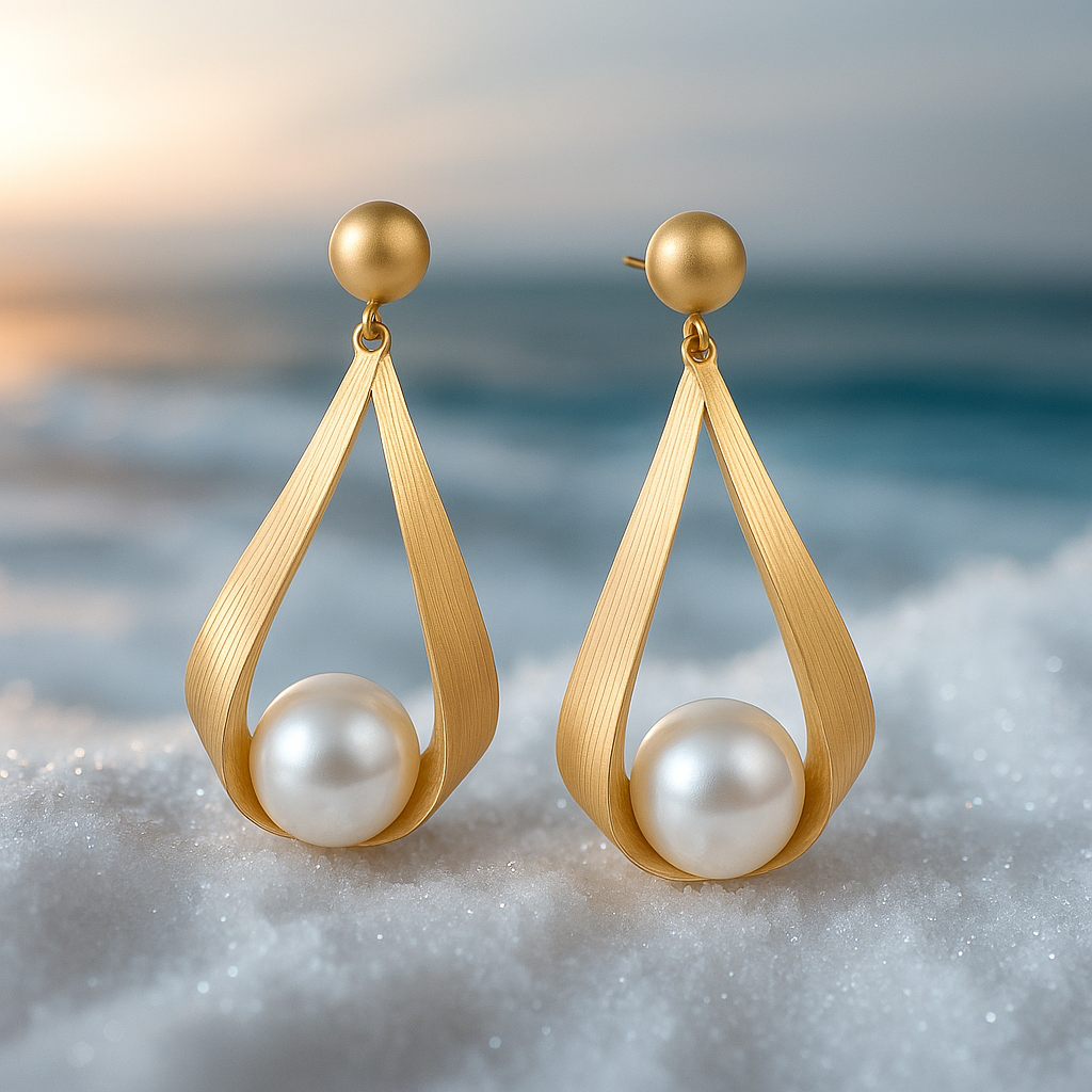 Nerida | Pearl-Accented Golden Earrings
