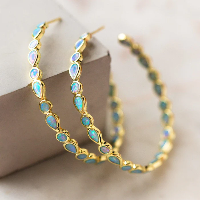 Eveline | Vintage Blue Opal Ring Earrings