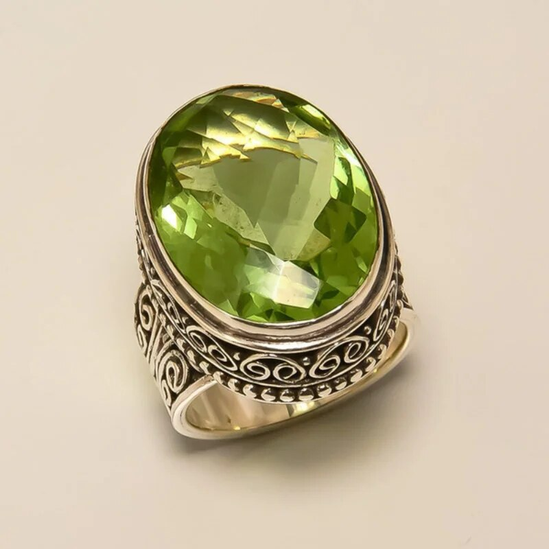 Timeless Olive Green Crystal Ring