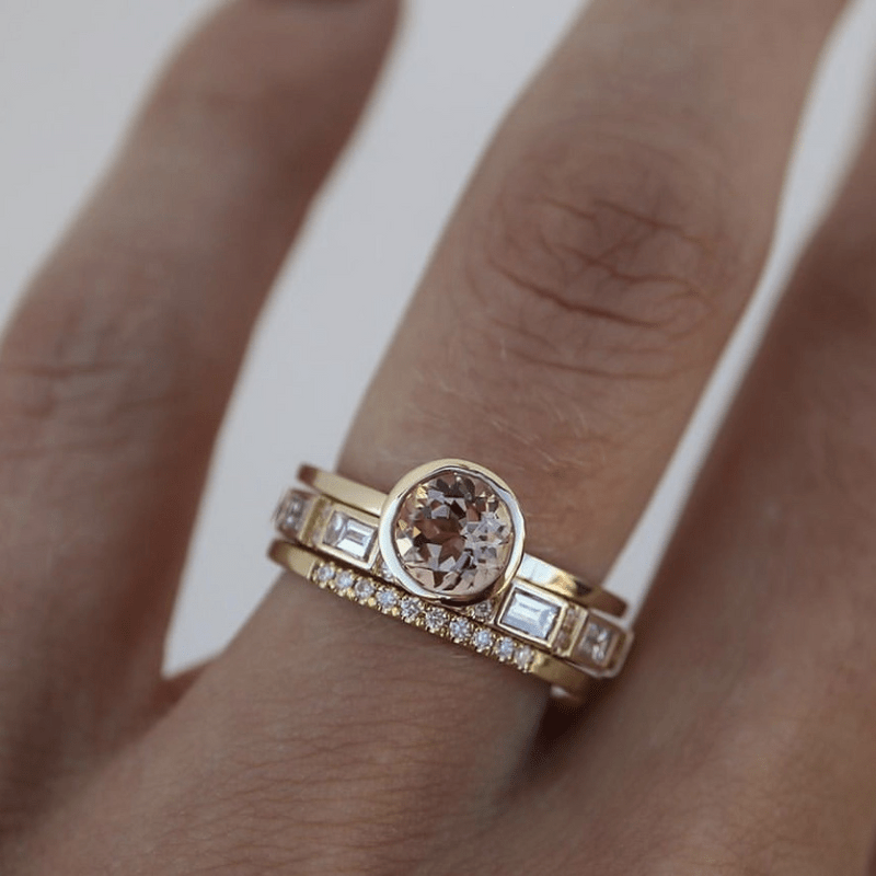 Hope | Chic Inlaid Crystal Gold Ring Set