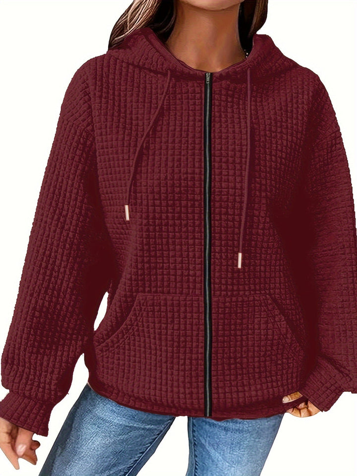 Maika | Textured Full-Zip Sweatshirt Hoodie