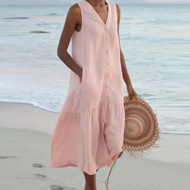 Linda | Sleeveless Buttoned Midi Dress