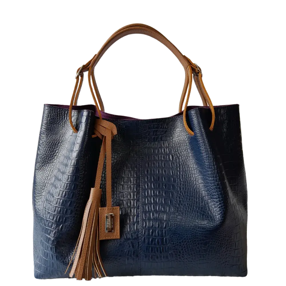 Adelle | Reptile Dark Blue Women's Leather Handbag