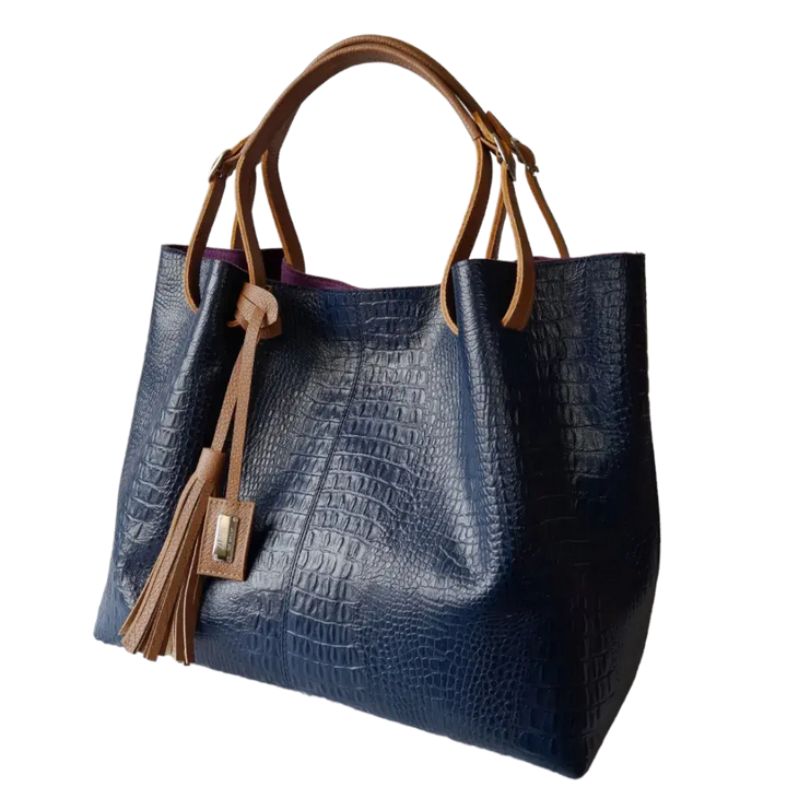 Adelle | Reptile Dark Blue Women's Leather Handbag