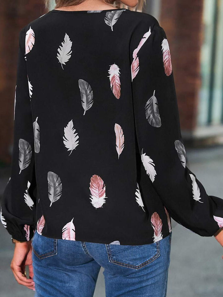 Velaria | Elegant Featherflow Pattern Blouse