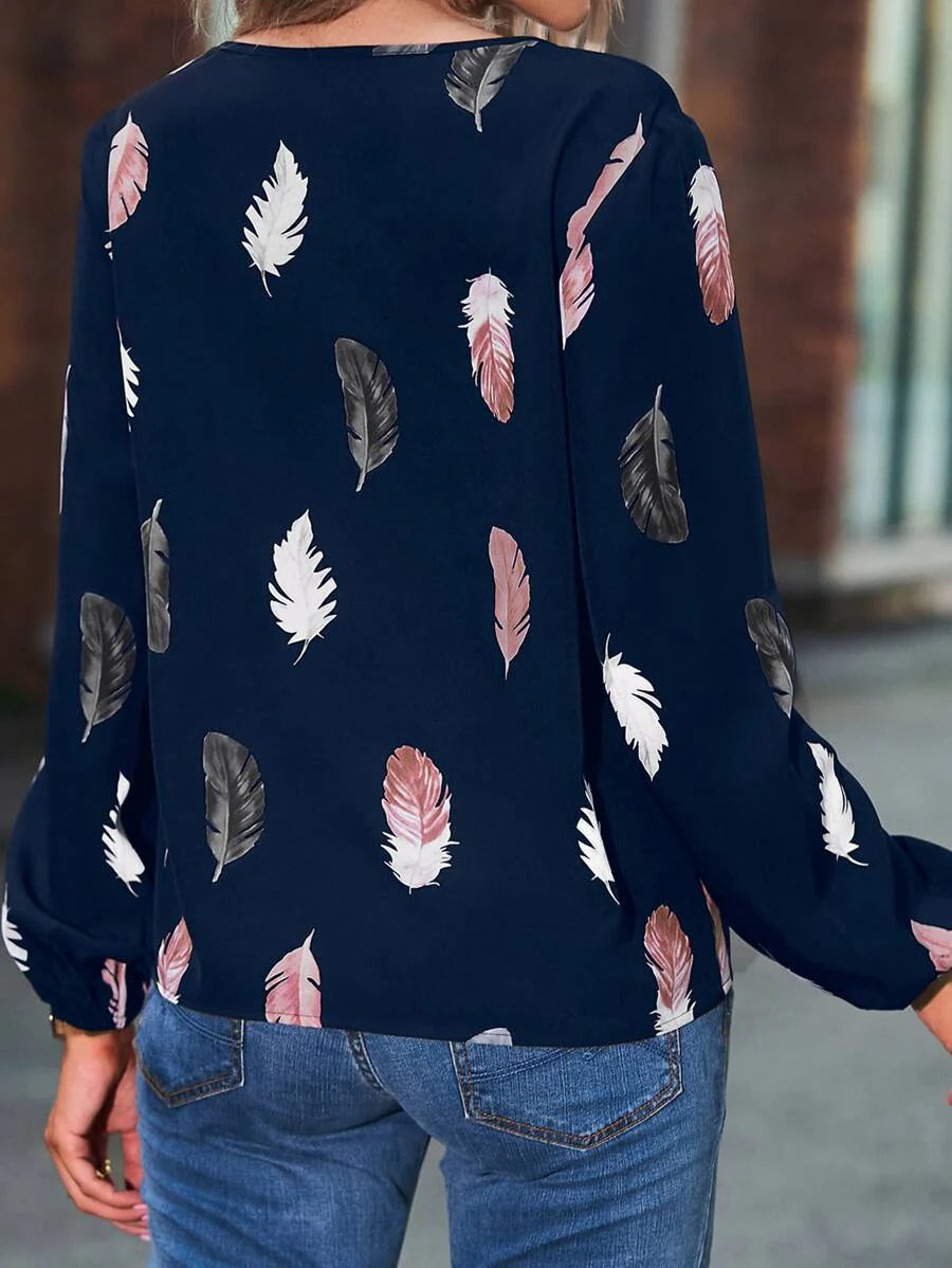 Velaria | Elegant Featherflow Pattern Blouse