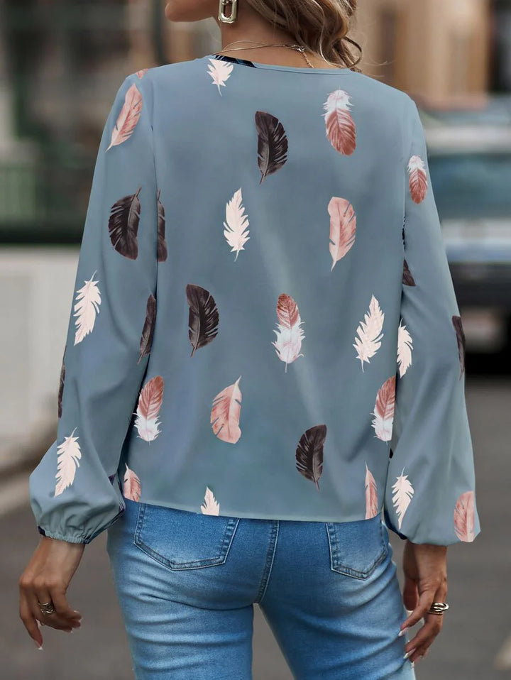 Velaria | Elegant Featherflow Pattern Blouse