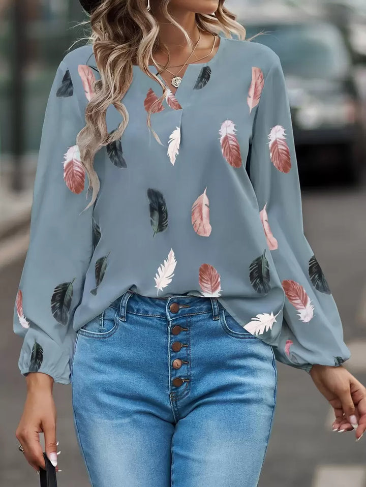 Velaria | Elegant Featherflow Pattern Blouse