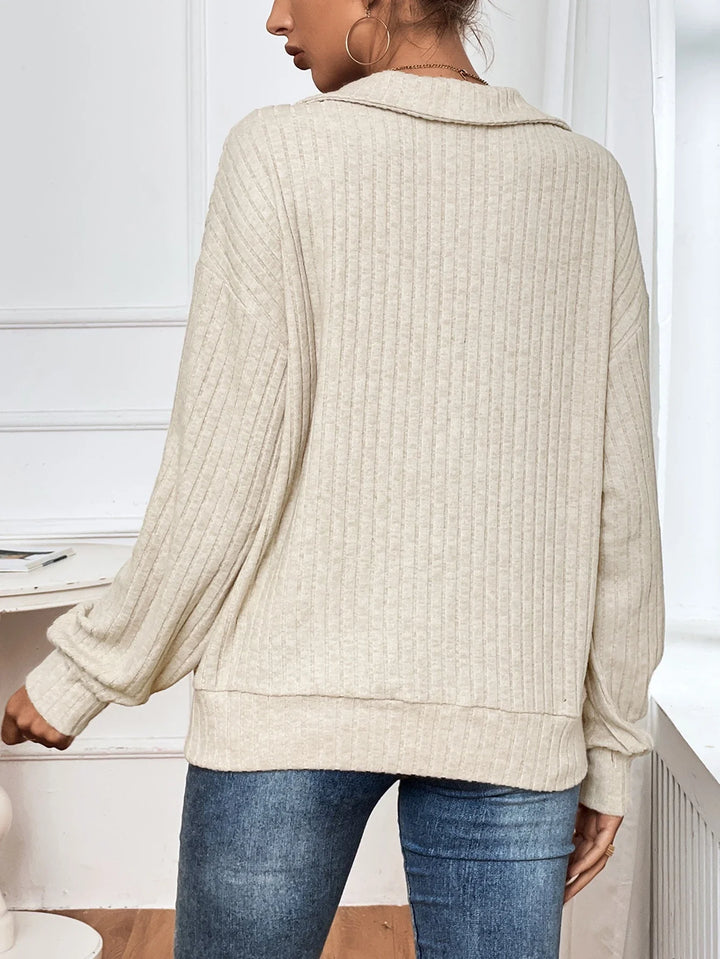 Loa | Elegant Long Sleeve Polo Sweatshirt