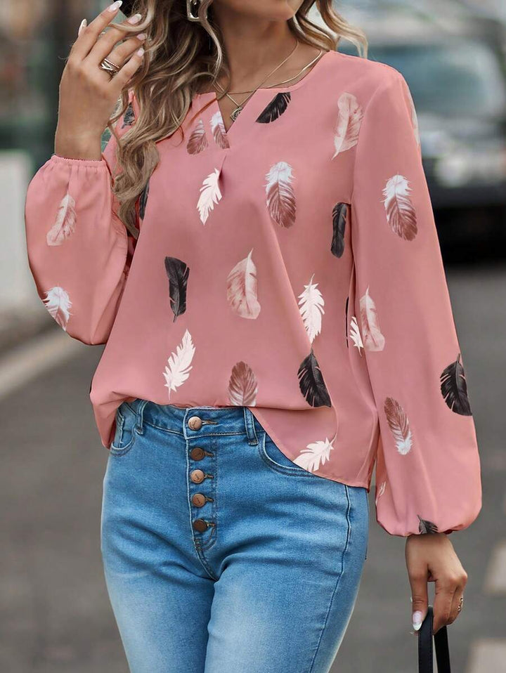 Velaria | Elegant Featherflow Pattern Blouse