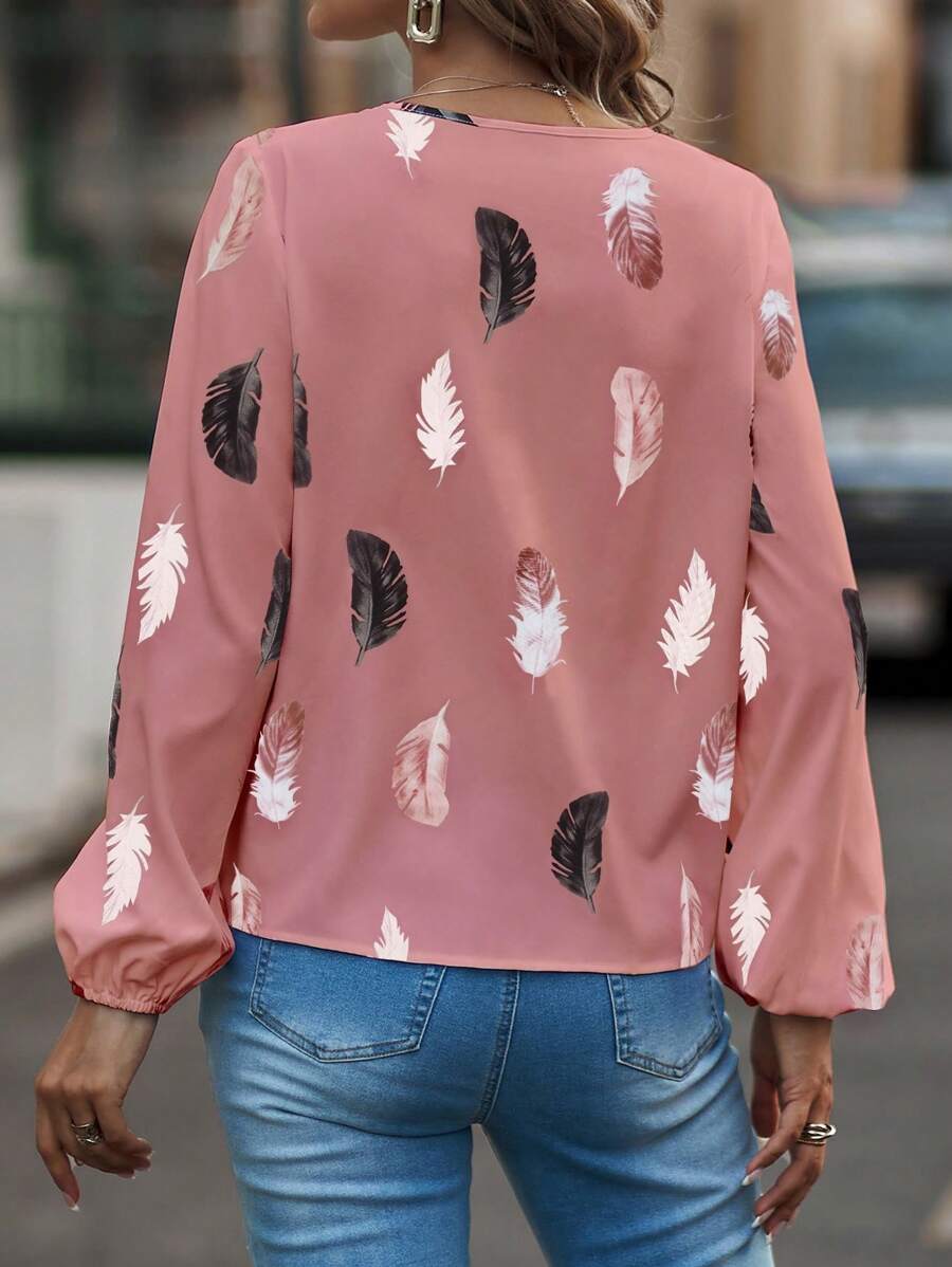 Velaria | Elegant Featherflow Pattern Blouse