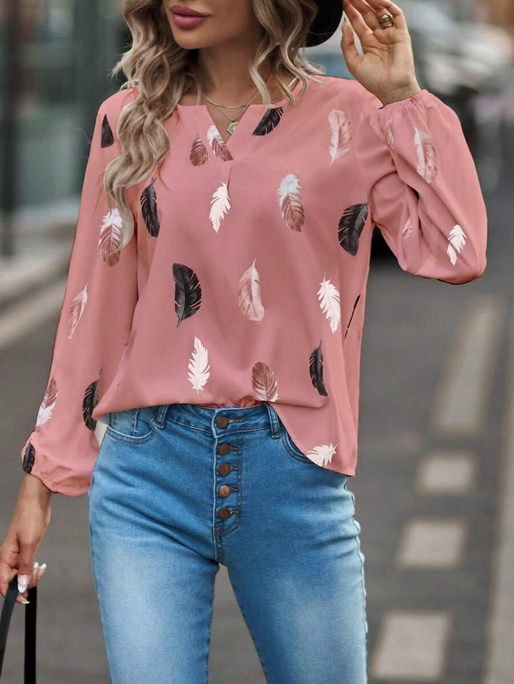 Velaria | Elegant Featherflow Pattern Blouse