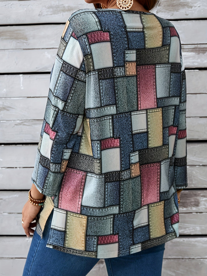 Alix | Elegant Geomentric Long Sleeve Top