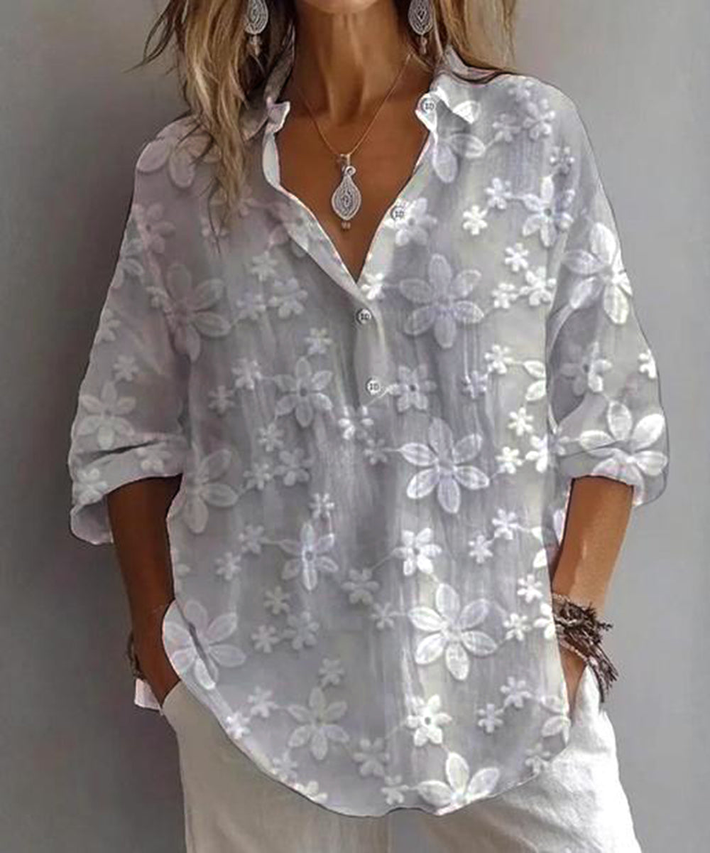 Maddie | Grey V-Neck 3/4 Sleeve Top