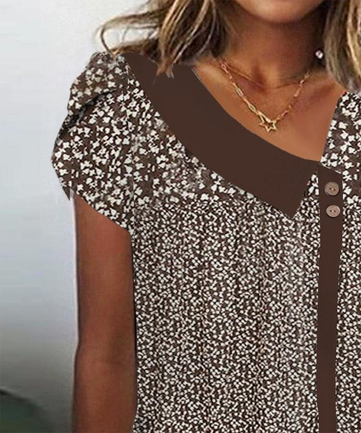 Emma | Retro Brown Short Sleeve Top