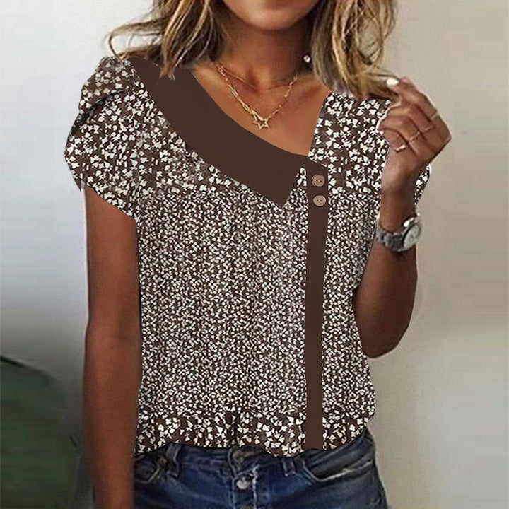 Emma | Retro Brown Short Sleeve Top