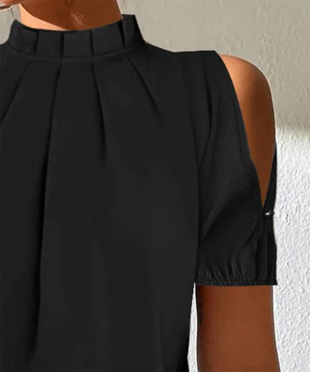 Lexa | Black Split Sleeve Pleated Top