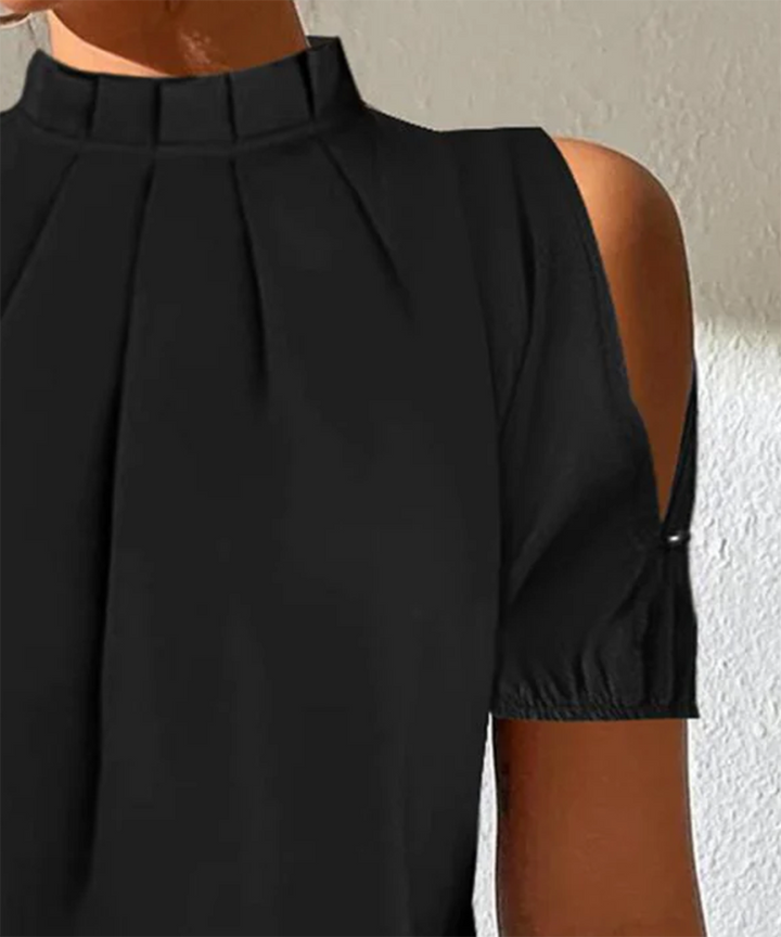 Lexa | Black Split Sleeve Pleated Top