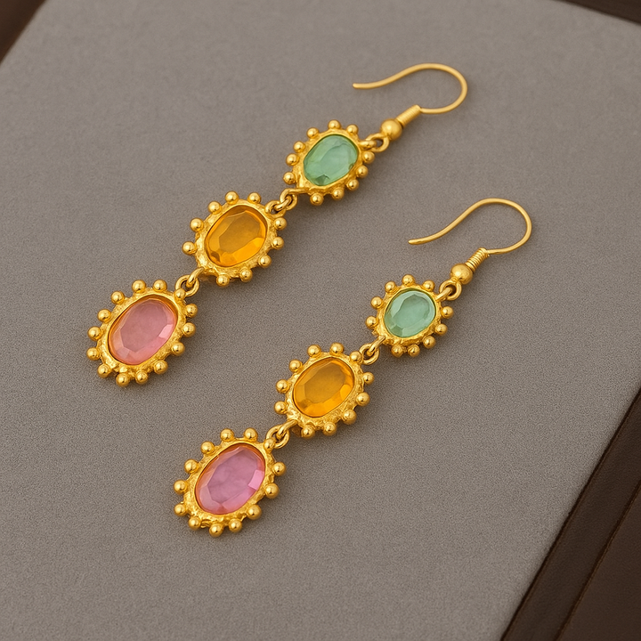 Undine | Gold-Plated Drop Earrings Featuring Vibrant Colored Stones
