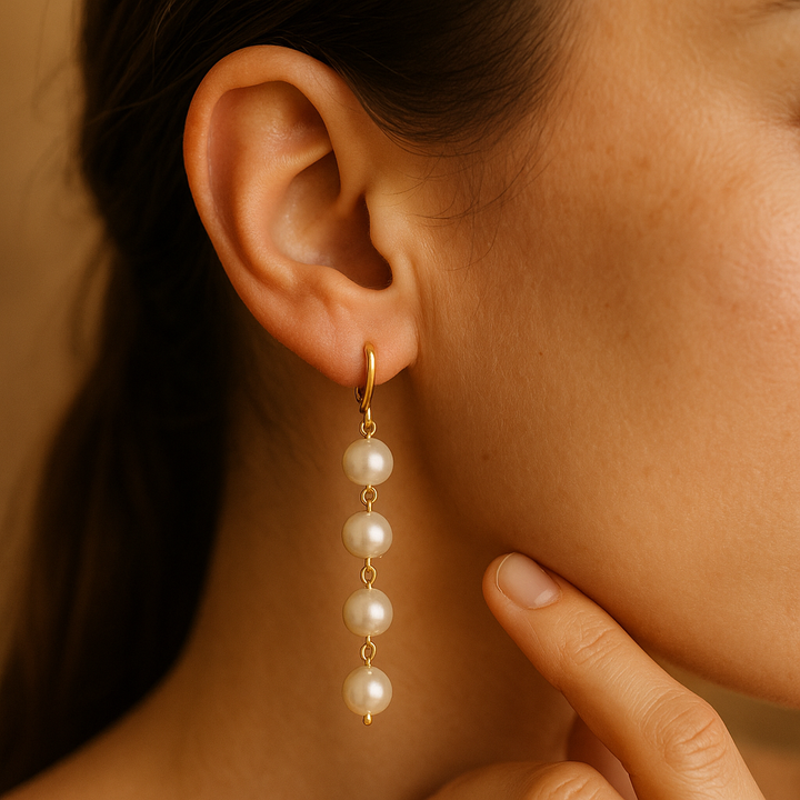 Shell-Inspired Pearl Pendant Earrings