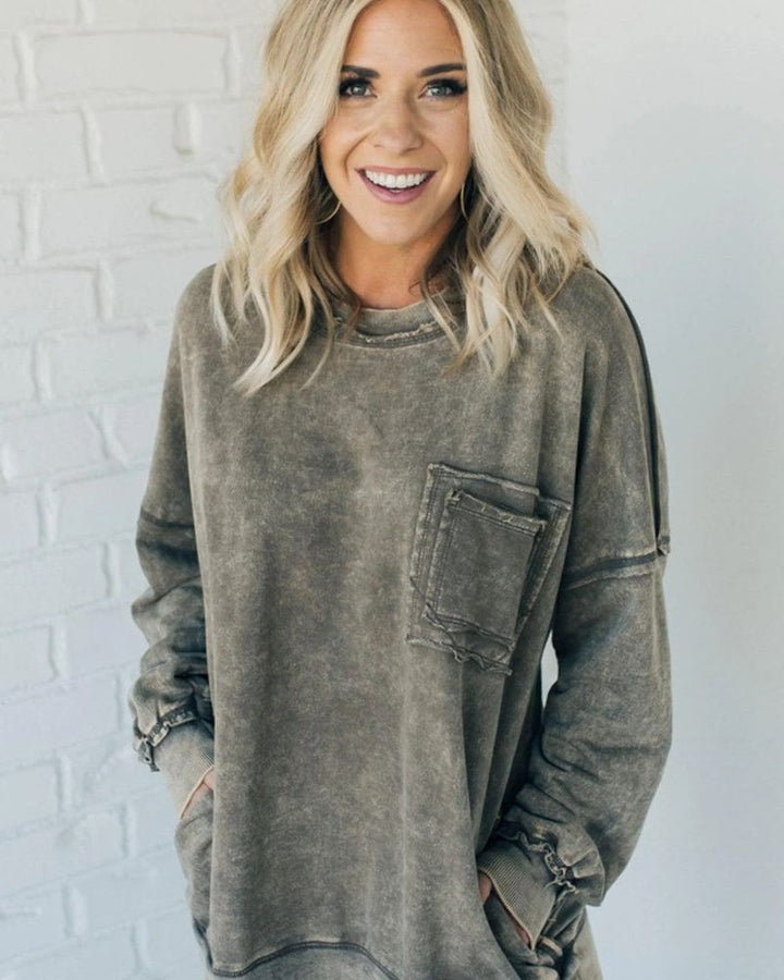 Oliana | French Terry Acid Wash Pullover