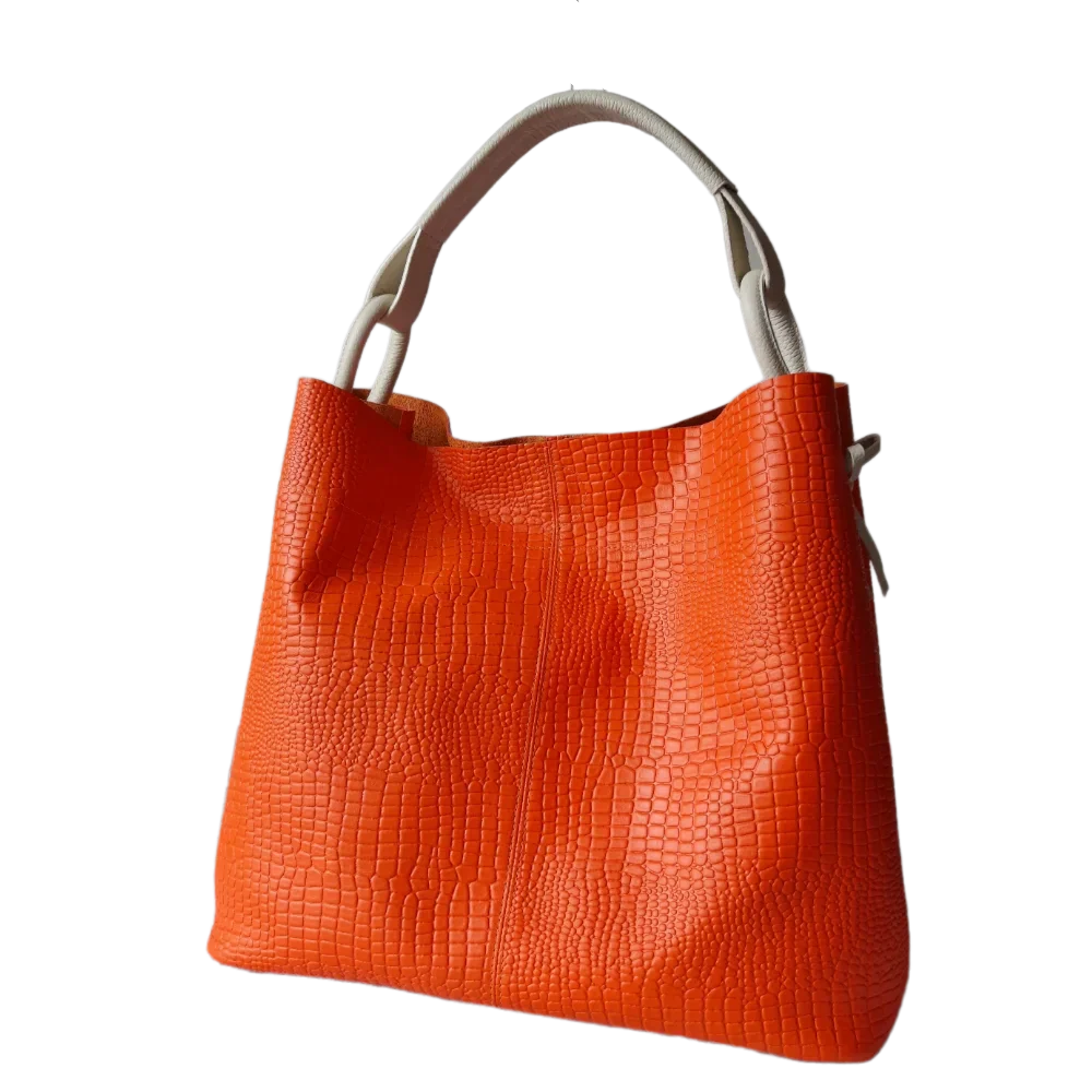 Aubrey | Reptile Orange Women's Leather Handbag
