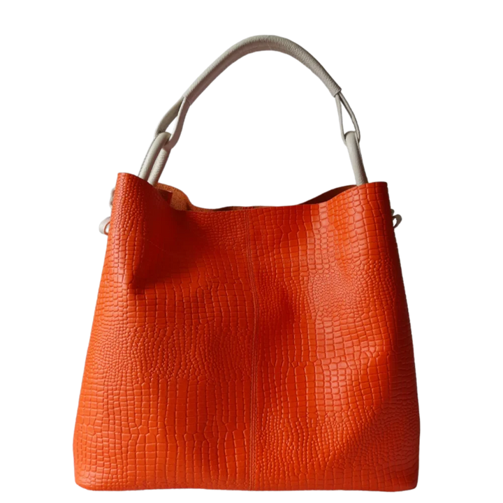 Aubrey | Reptile Orange Women's Leather Handbag