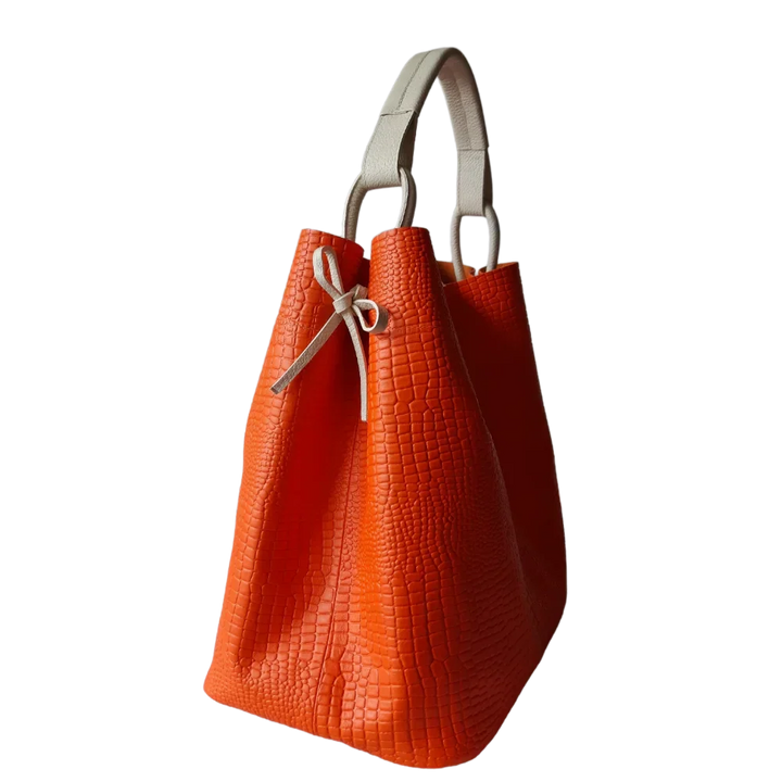 Aubrey | Reptile Orange Women's Leather Handbag