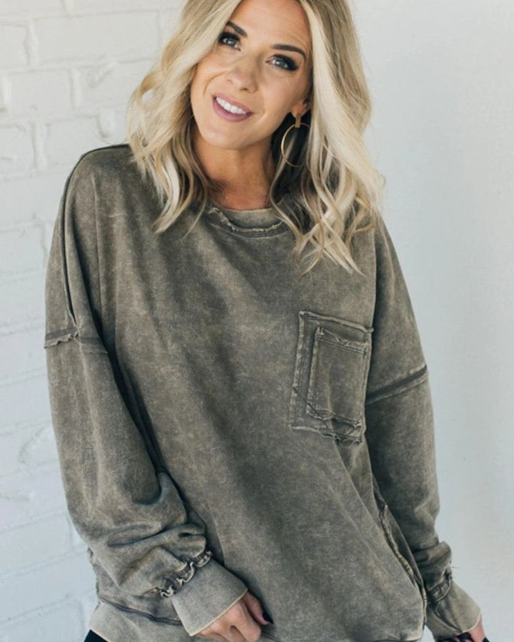 Oliana | French Terry Acid Wash Pullover