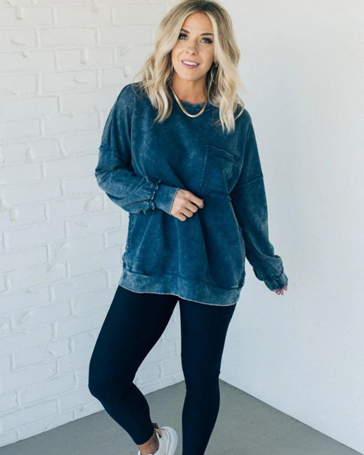 Oliana | French Terry Acid Wash Pullover