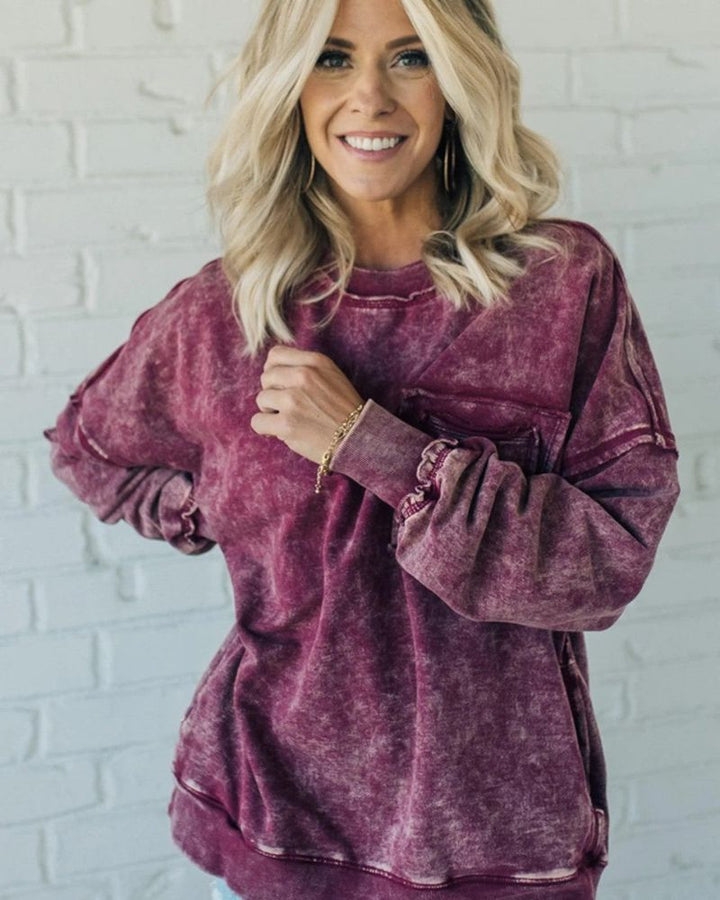 Oliana | French Terry Acid Wash Pullover