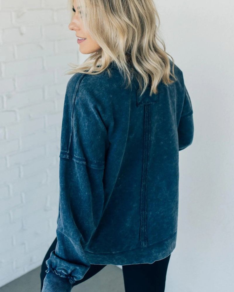 Oliana | French Terry Acid Wash Pullover
