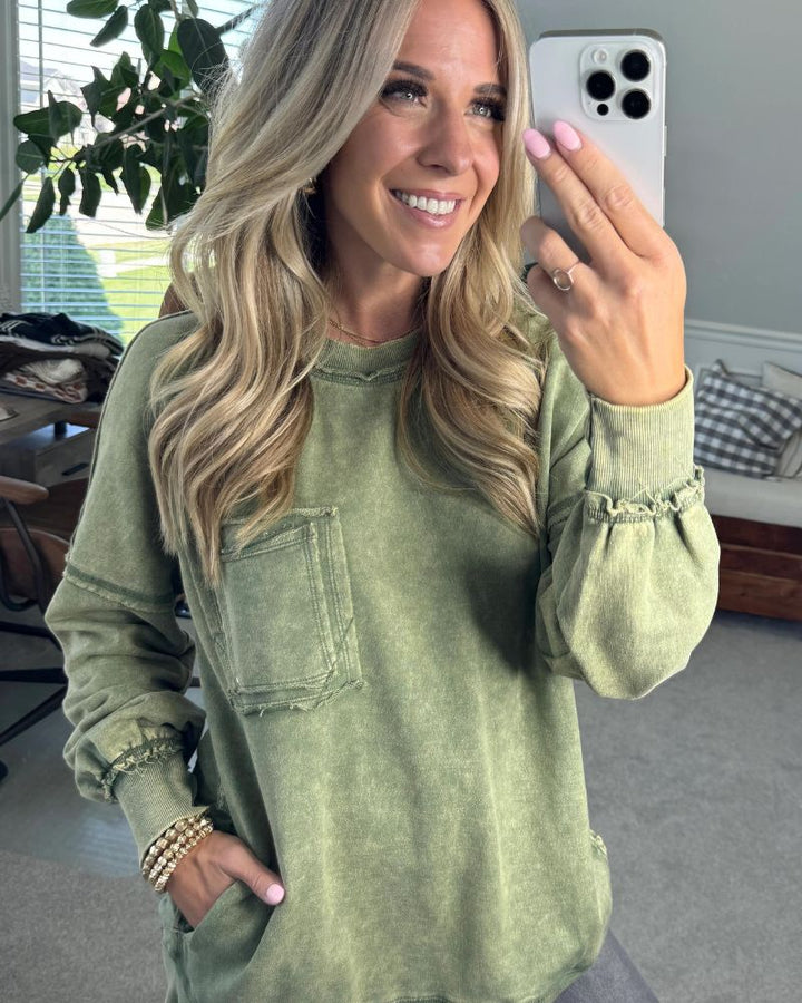 Oliana | French Terry Acid Wash Pullover