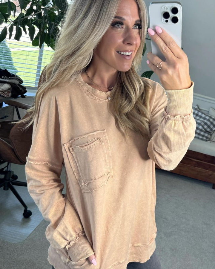 Oliana | French Terry Acid Wash Pullover