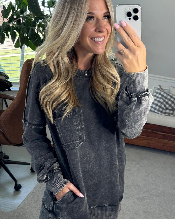 Oliana | French Terry Acid Wash Pullover