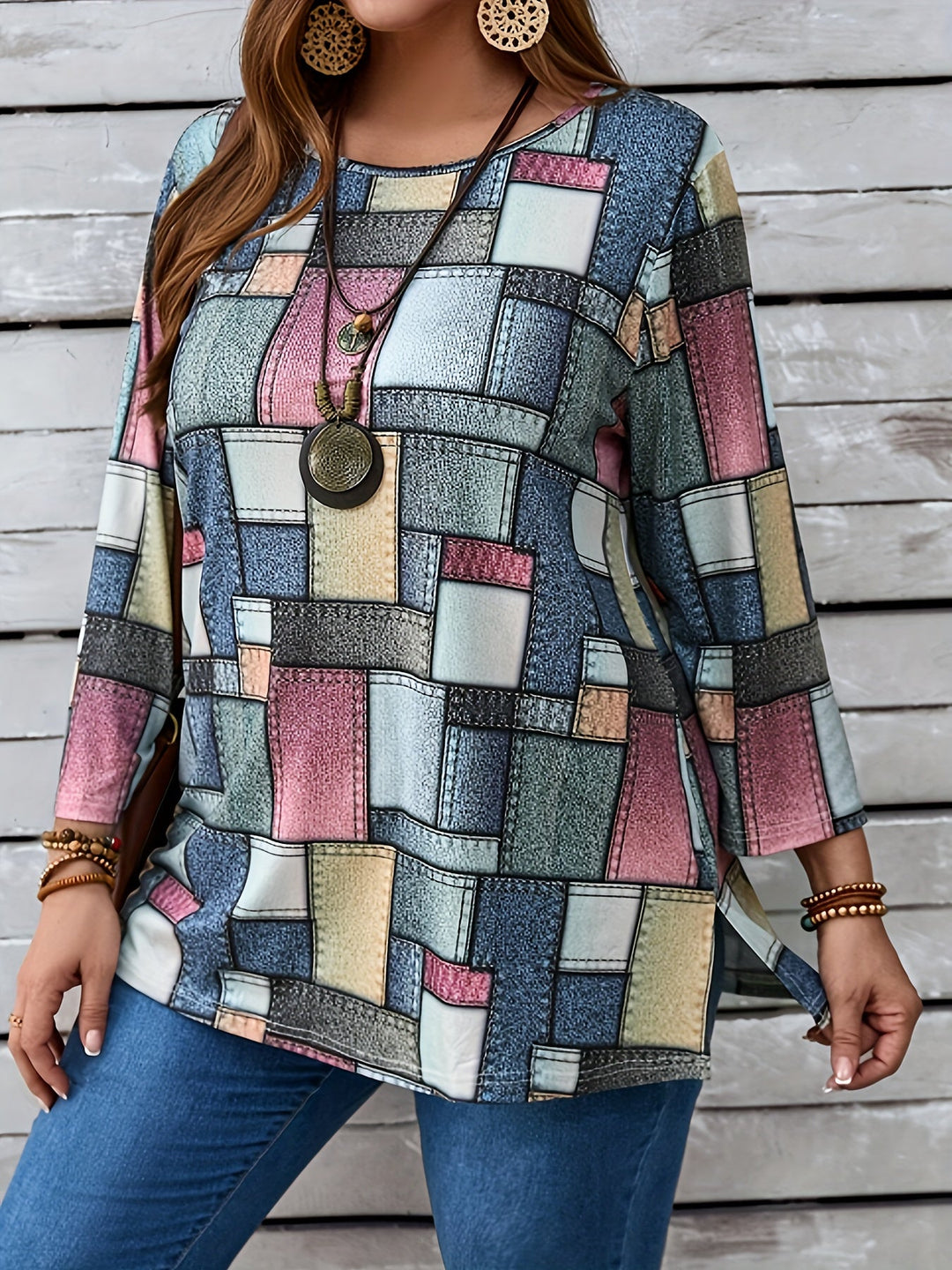 Alix | Elegant Geomentric Long Sleeve Top