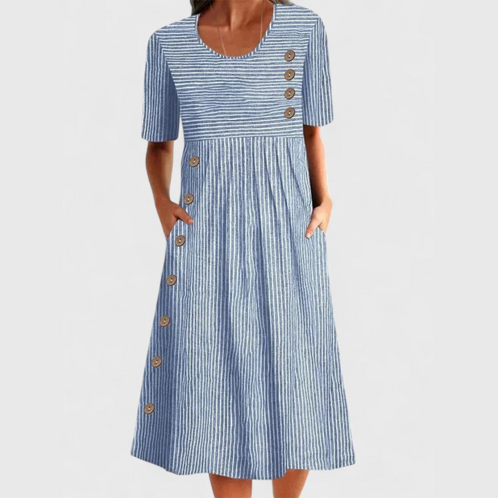 Lana | Striped Button-Front Midi Dress