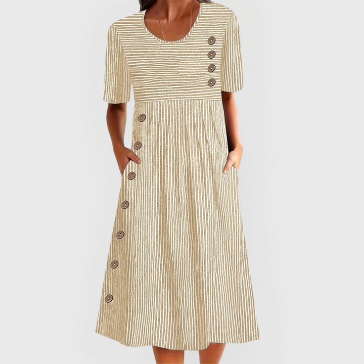 Lana | Striped Button-Front Midi Dress