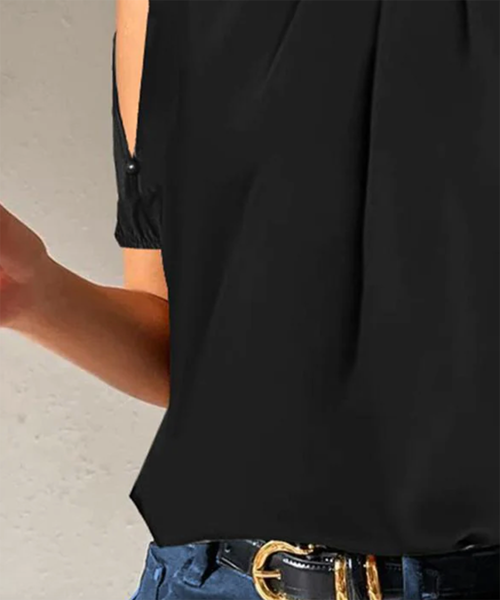 Lexa | Black Split Sleeve Pleated Top
