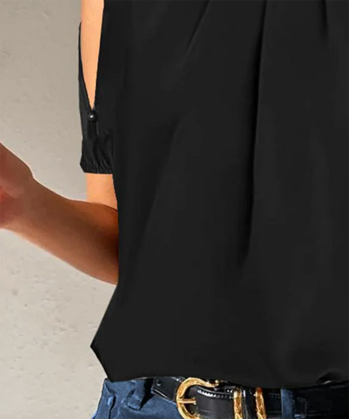Lexa | Black Split Sleeve Pleated Top