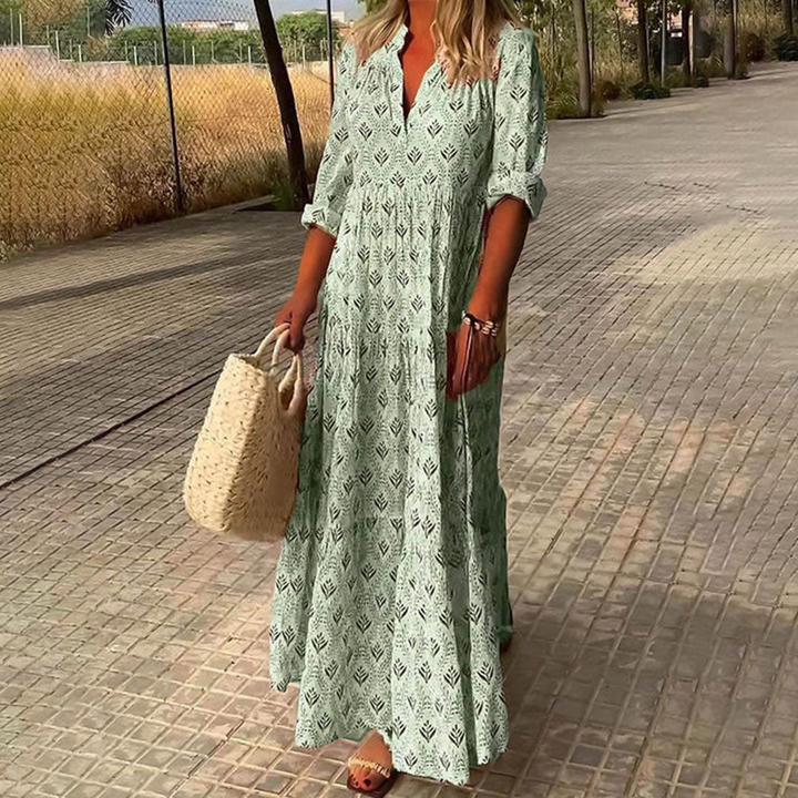 Aroha | Elegant Boho Chic Pattern Maxi Dress