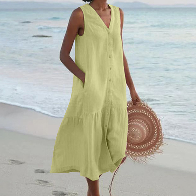 Linda | Sleeveless Buttoned Midi Dress