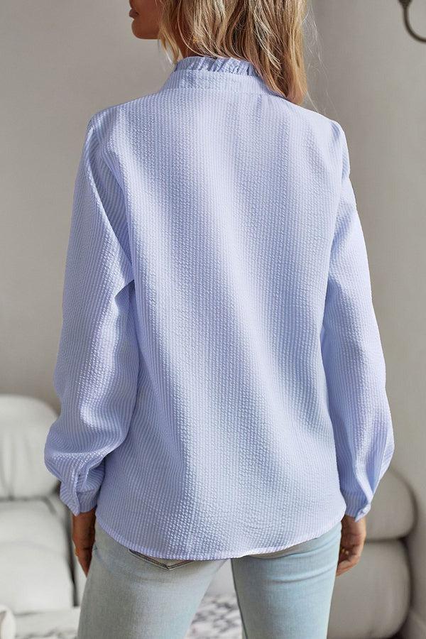 Heather | Blue Long Sleeve Print Shirt