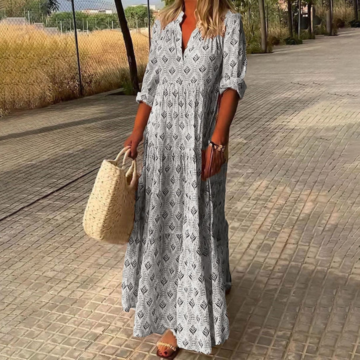 Aroha | Elegant Boho Chic Pattern Maxi Dress