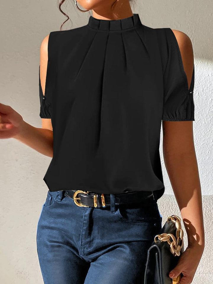 Lexa | Black Split Sleeve Pleated Top