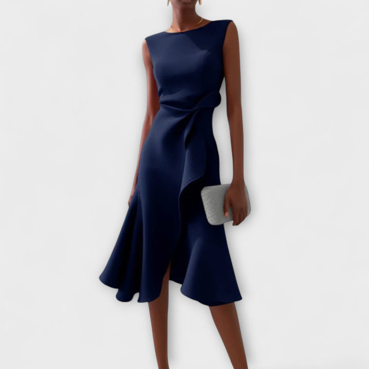 Juliette | Chic Draped Asymmetric Midi Dress