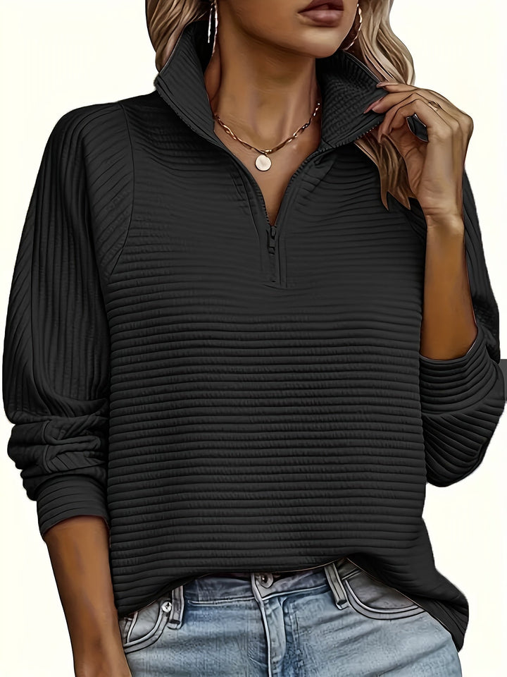 Hine | Elegant Zip-Front Knit Sweatshirt